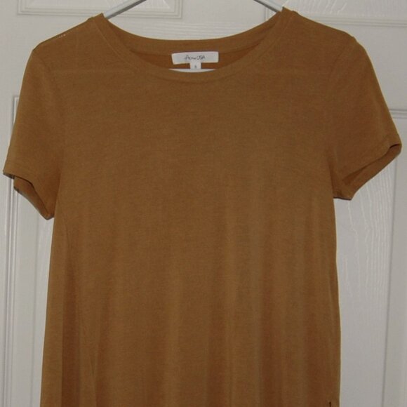 Active USA Women Size S Mustard Short Sleeve Tunic Top - Picture 3 of 7
